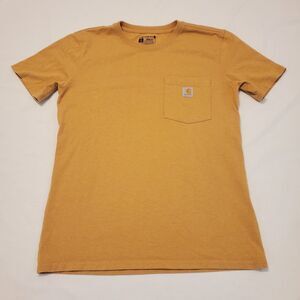 Carhartt T Shirt Mens Sz Small Yellow  Workwear Pocket Loose Fit Short Sleeve